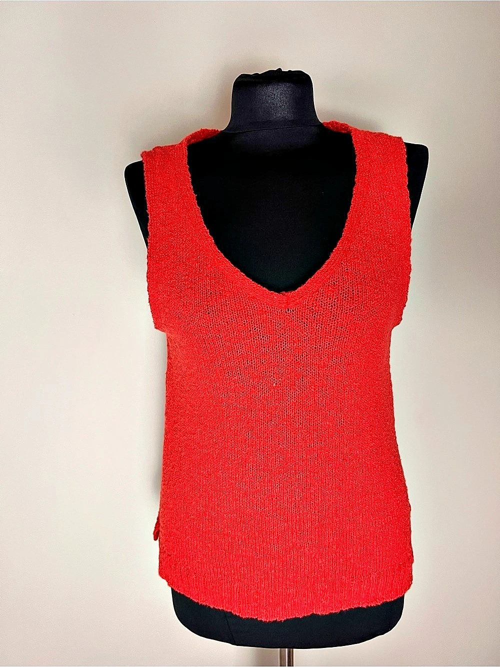 J.Crew Red/Orange Textured Sleeveless Sweater Medium